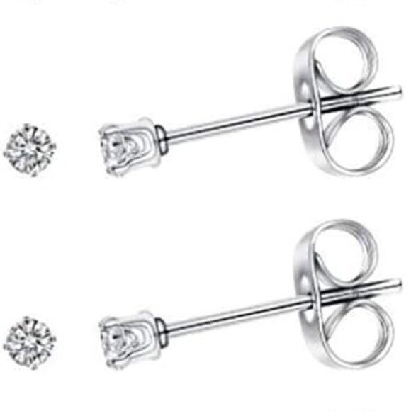 Tiny 2mm Cubic Zirconia Ball Cartilage Earrings for Women and Men - Picture 1 of 5